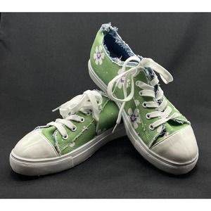 Cute Sneakers  Green Floral New size 8 1/2 or 9 womens